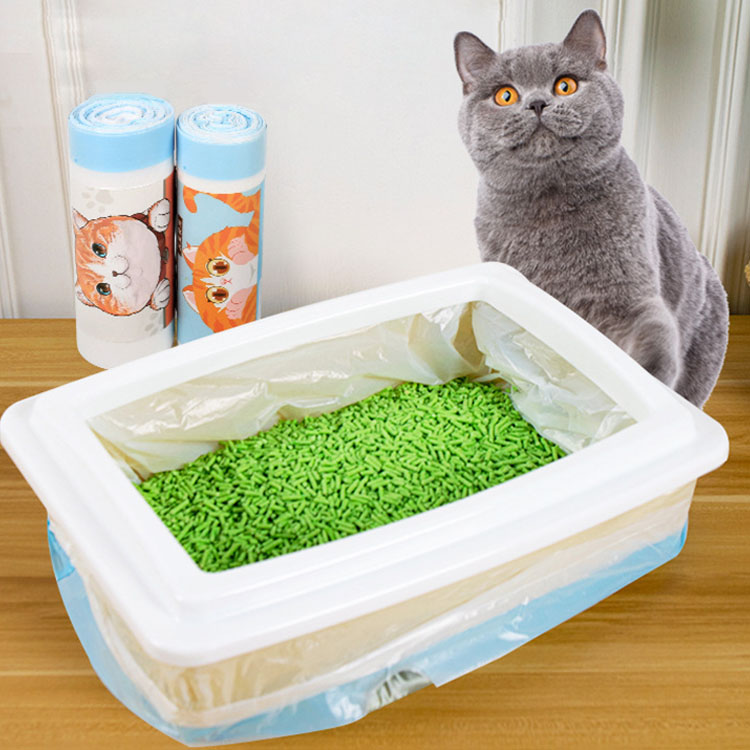Biodegradable PE Material Cat Litter Pan Liners Heavy Duty Durable Drawstring Cat Litter Bags