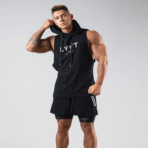 New Men Sports Tank Top wholesale Muscle Fitness Hooded loose breathable fitness Vest Men's Black Tank Top