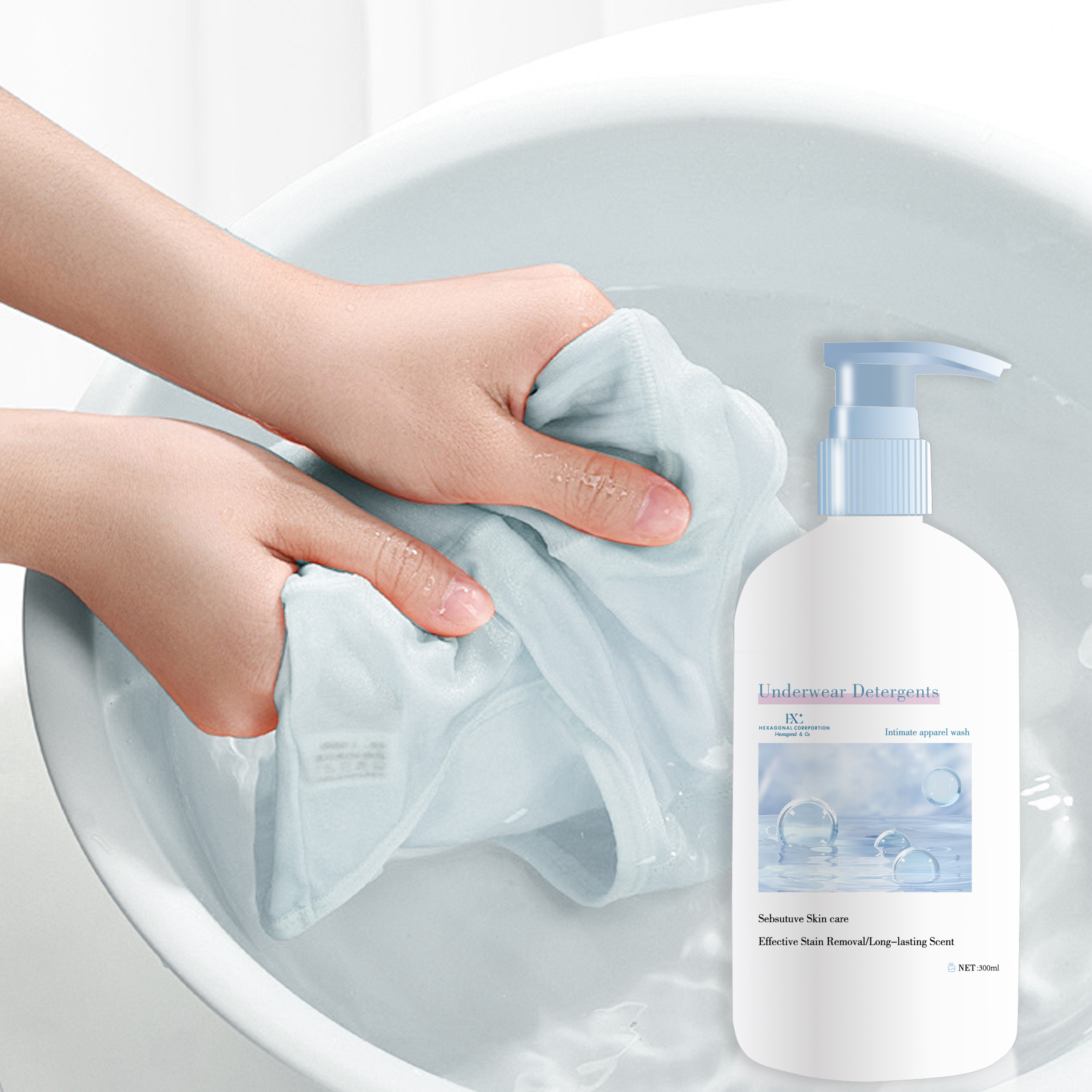 Private Label Antibacterial and Mite Removal Fresh Flower Perfume Washing Liquid Laundry Detergents for Underwear Detergente