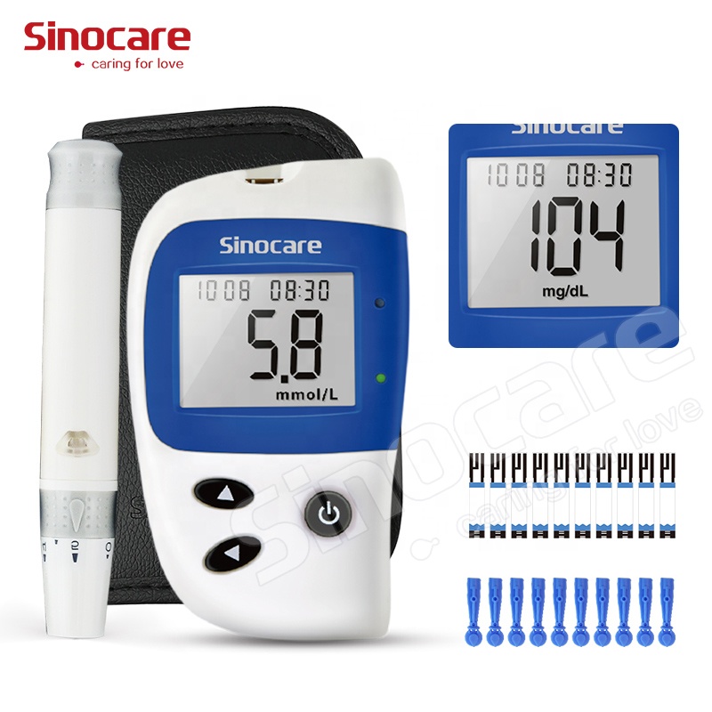 Профессиональный медицинский глюкометр Sinocare Safe Accu 2 с 10 тестовыми полосками, экономичная система контроля уровня сахара в крови