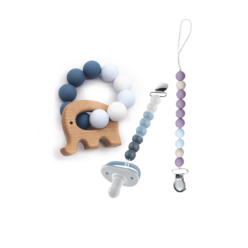 Wholesale Food Grade Bibs Pacifier Clip Wooden Bpa Free Baby Silicone Dummy Clips Teething Beads Wooden Teether