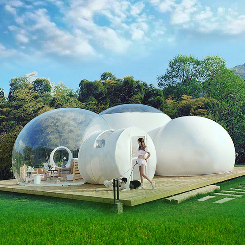 Outdoor Garden Backyard Transparent Single Tunnel Inflatable Bubble Dome Glamping Camping Tent Tipi Teepee House