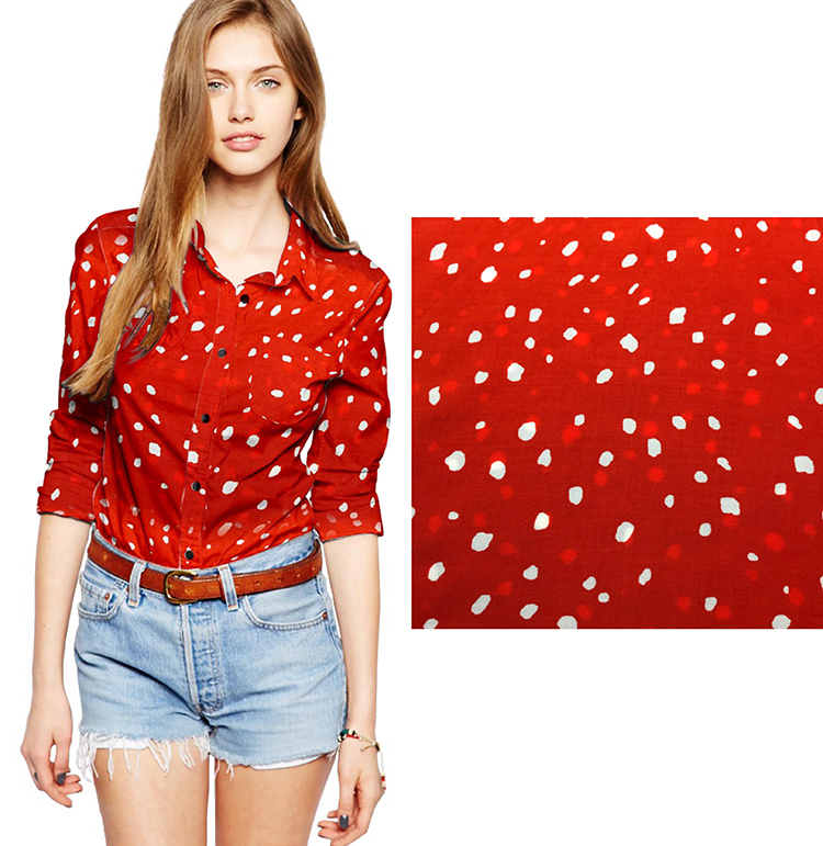 Romantic french wave point 100 Rayon Printed Fabric for women dress