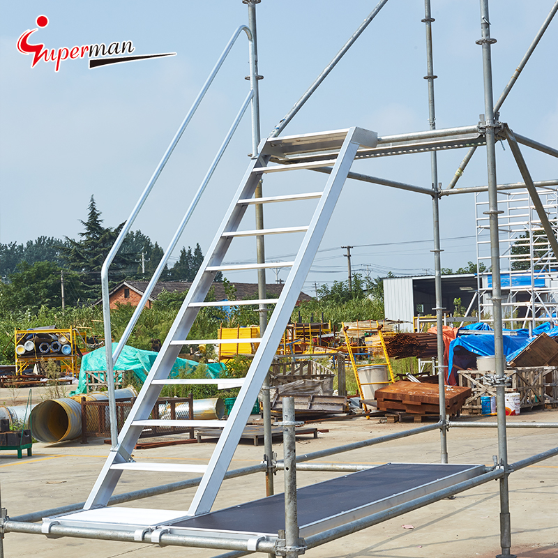 Customized Modular construction building aluminum assembly handrail work platform stairs