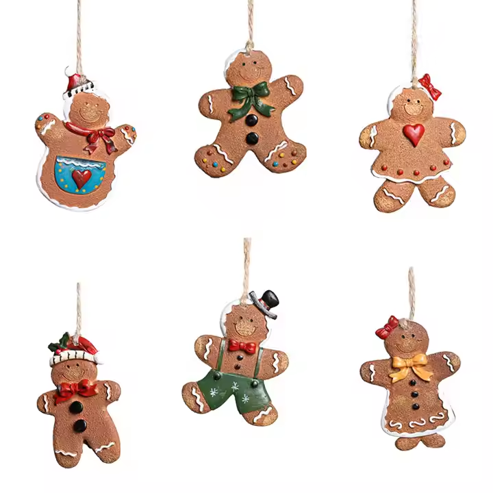 Gingerbread Man Charm Christmas Hanging Decor Charms Tree Pendant Holiday Pendant Decor Resin Household Christmas Utenciles