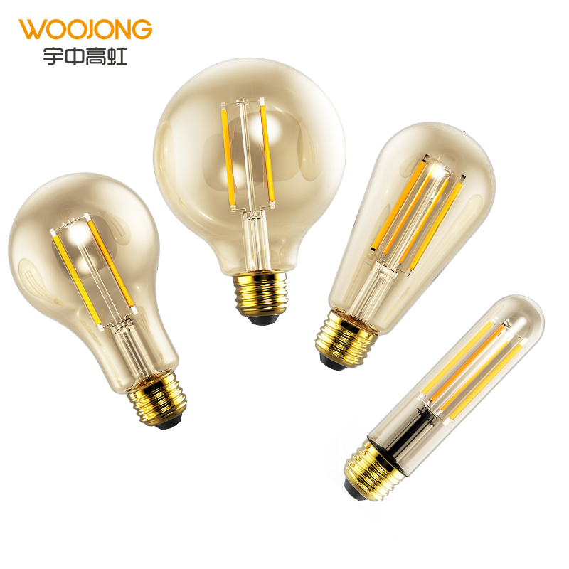 Woojong C37 G45 A60 ST64 G80 G95 G125 220-240V clear golden dimmable tea light candle led candles lights