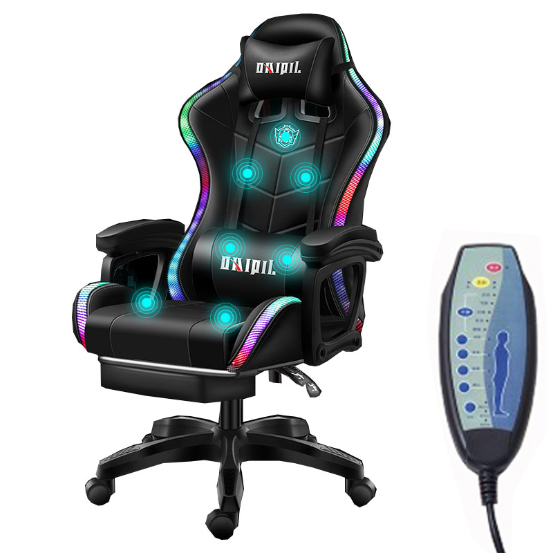 Горячая Распродажа Дешевый пользовательский светодиодный rgb массажный силловый геймерский компьютерный игровой стул из ПУ кожи гоночный игровой стул с подсветкой и динамиками