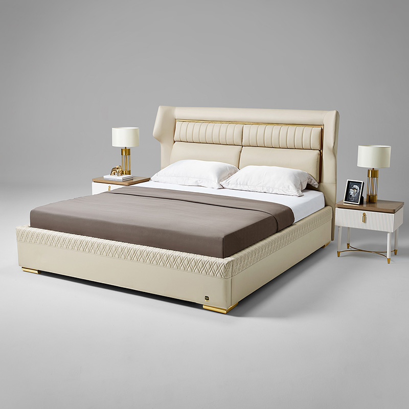 Xijiayi luxury upholstered leather bed hotel bedroom sets single queen king size bed room furniture modern home frame wood beds