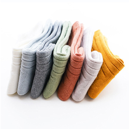 Wholesale Spring babies pure color knee socks breathable comfort children's stockings