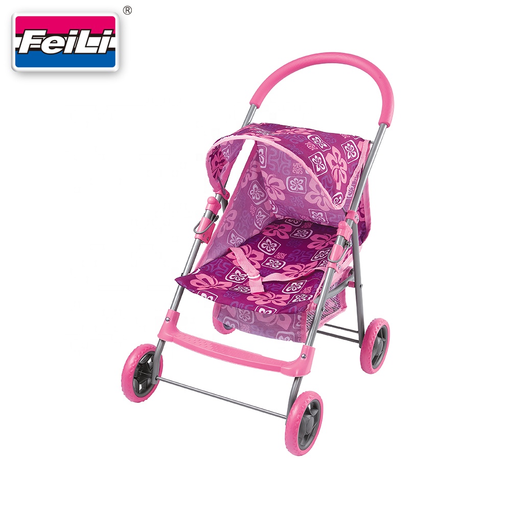 Feili toys foldable baby doll stroller for dolls with back seat and storage basket girls toy doll accessories