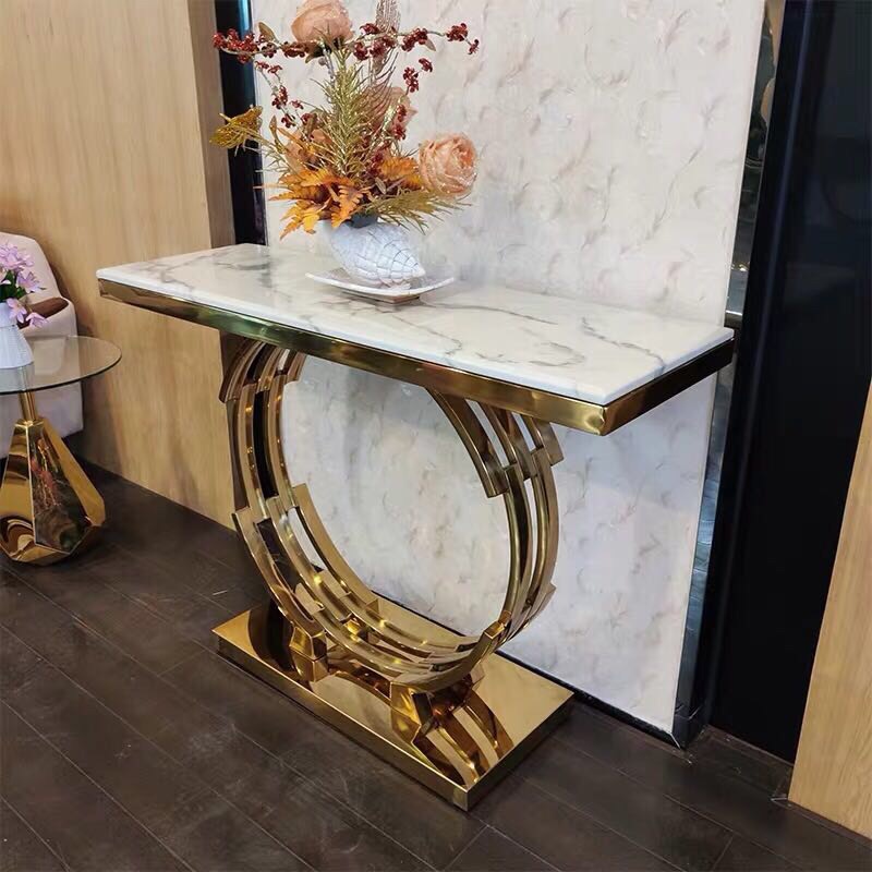Hot Console Cabinet stainless stee Sideboard marble table top Side long table Side Cabinet