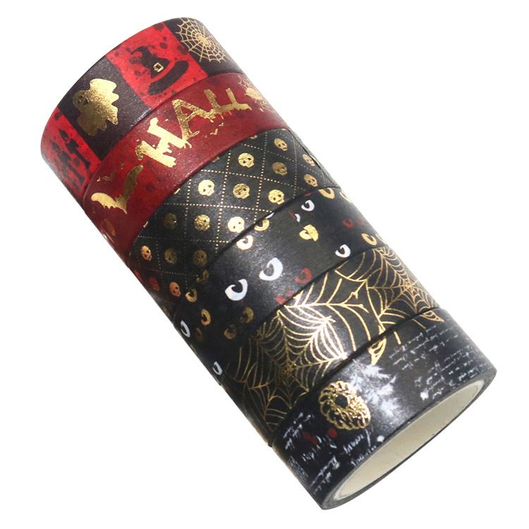6 Rolls Cute Bronzing Halloween Day Washi Tape Set DIY masking tape rolls setborder decoration art supplies 15mm*5m