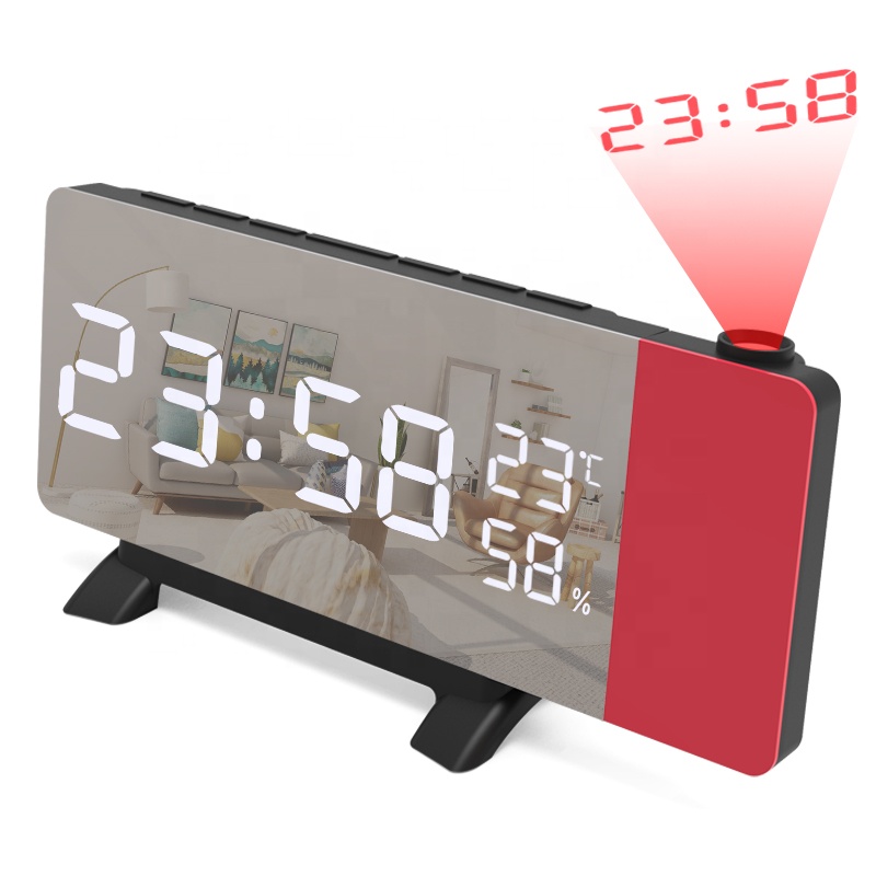 Multifunctional Projection Clock Temperature and Humidity with LED Projector Radio Projection Clock