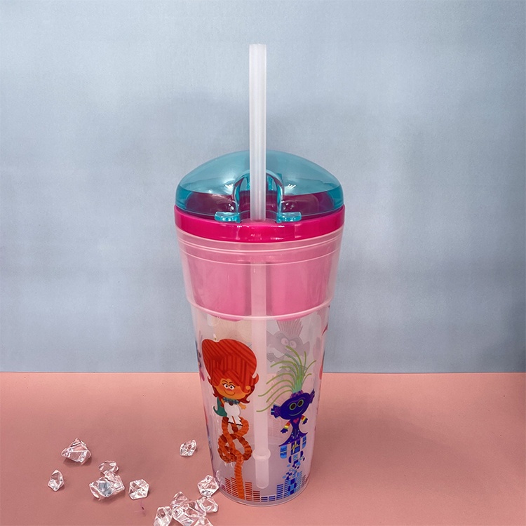Custom Logo Snack Popcorn CokeCup Kids Bpa Free Plastic Drinking Cup Plastic Cup With Lid Straw tazas