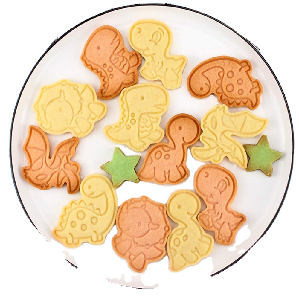 Cake Cutters Plunger Biscuit Embossing Fondant Baking Molds Cookie Stamp Set,Clay Dinosaur Cookie Stamp