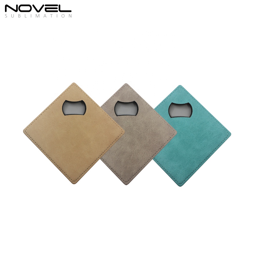 DIY Double Side Heat Press Printing Colorful Square Coaster Portable Bottle Opener