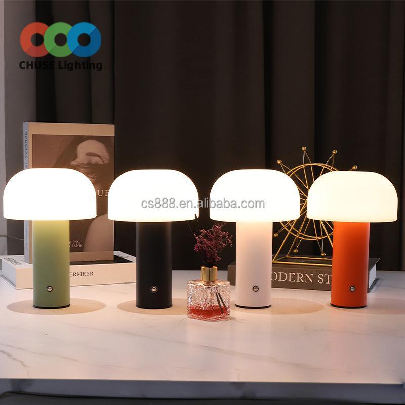 Modern Rechargeable LED Night Light Touch Sensor Decorative Mushroom Table Lamp with Dome Shade for Home Decoration