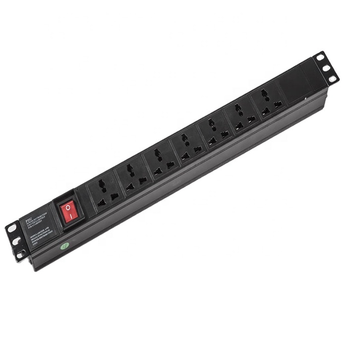PDUS 1U Aluminum Material, 19 Inch Rackmount 6 Outlets Universal Type Power Strip