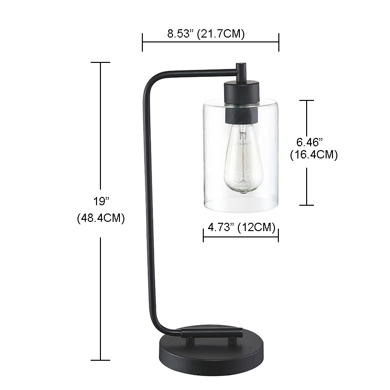 Modern High quality black home bedroom desk lamp led nightstand lamp glass table lamp