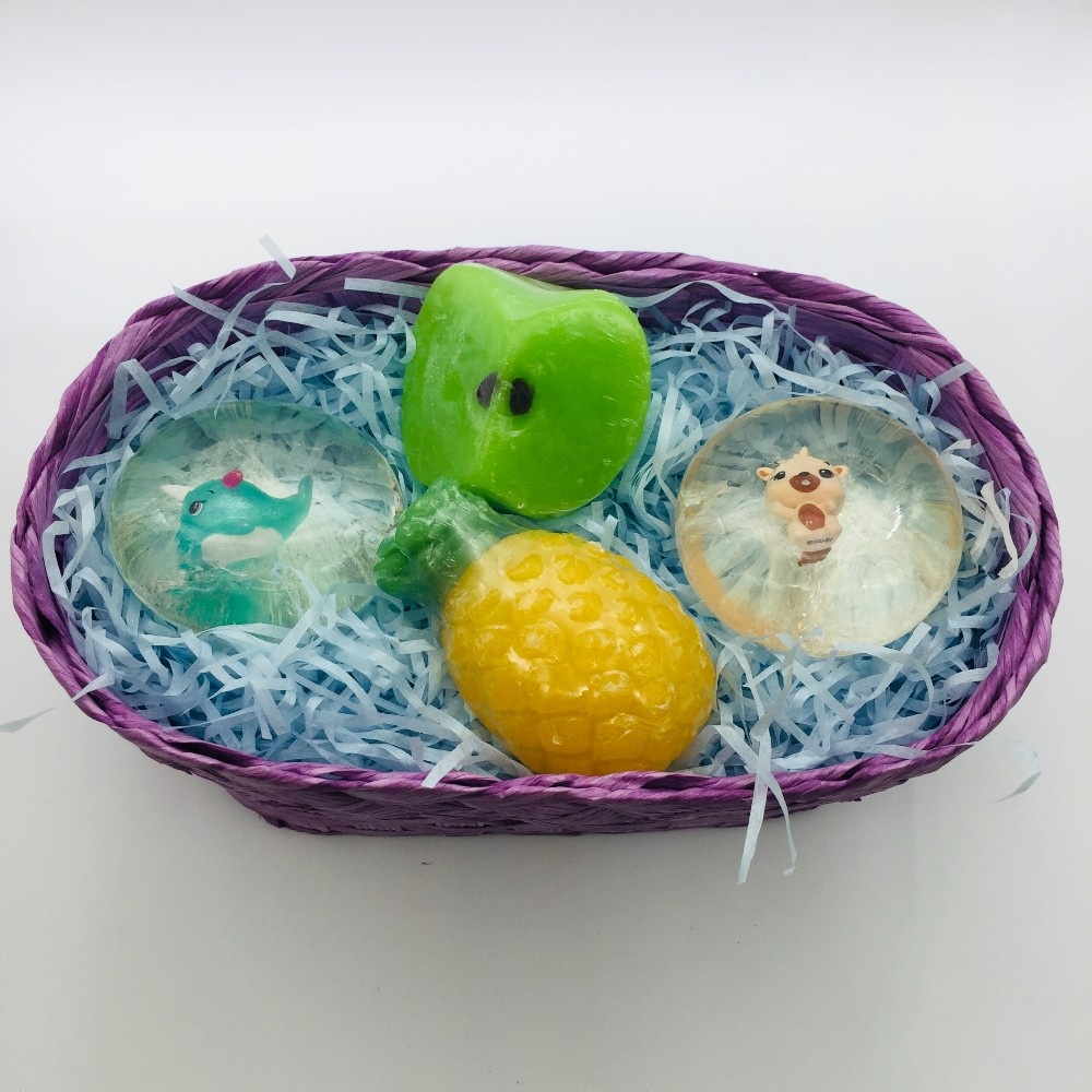 peppermint castile bar soap with toy inside for kids