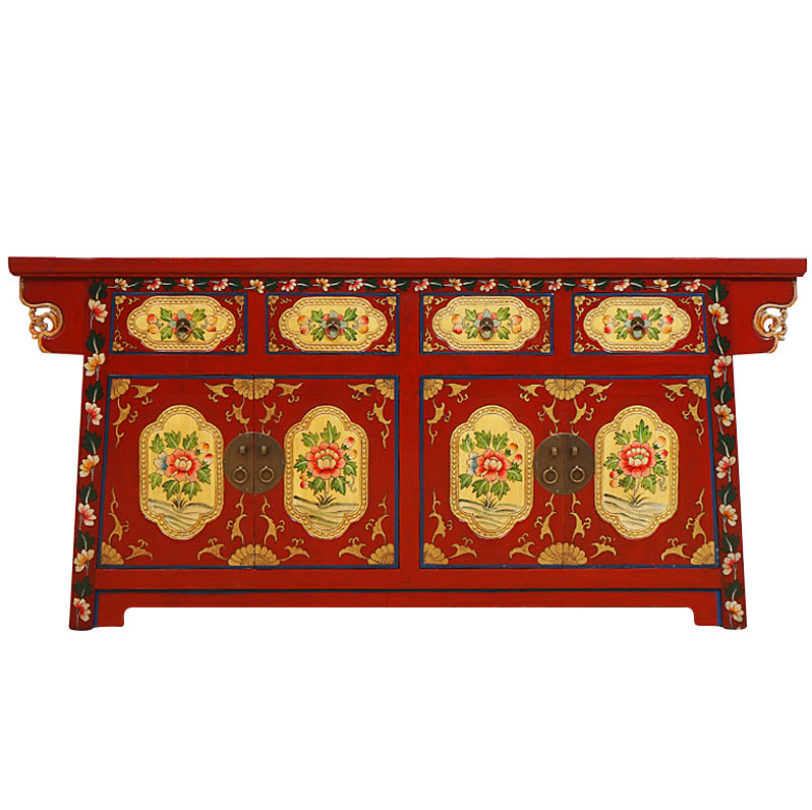 Factory price wooden rare Chinese traditional style handmade hand painted antique design kitchen living room shoe cabinets