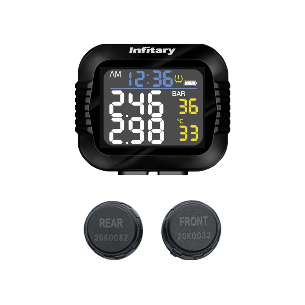 Wholesale Motorcycle TPMS Large LCD Digital Real Time 12/24-hour Clock Tire Pressure Monitoring System Magnetic Suction USB
