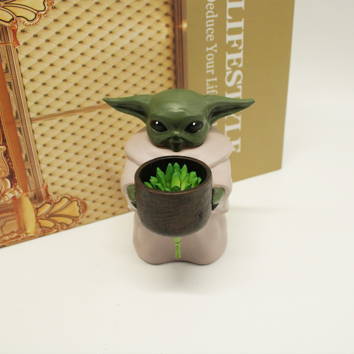 Горшок детский Yoda, креативный горшок для цветов с орнаментом из смолы 4,2 '', с отверстием, Рождественский домашний декор