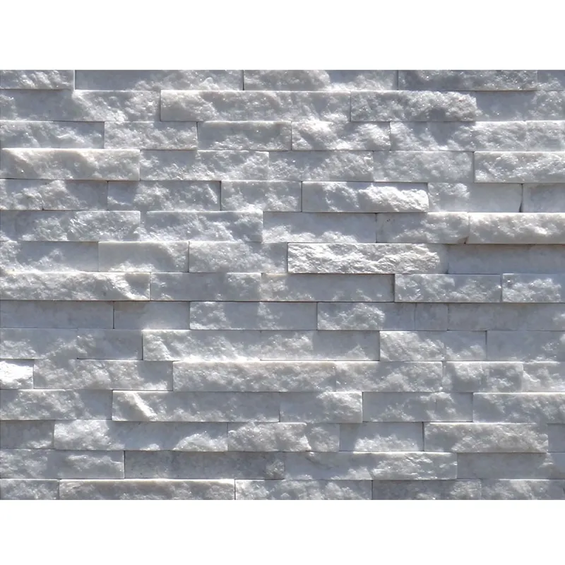 exterior decorative facade wall white quartz split face stone tile finish