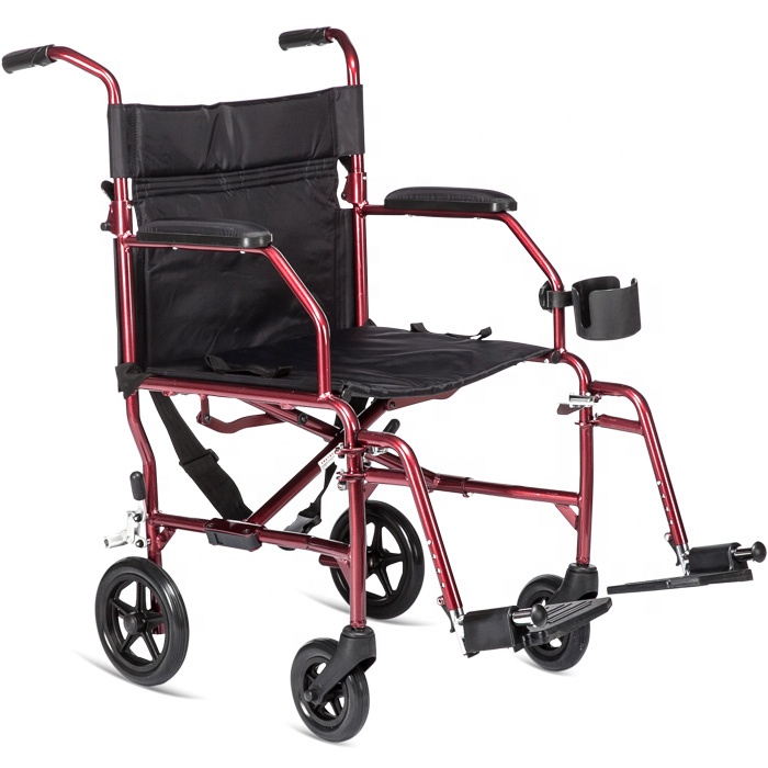 Jumao W26 Hot Sale Aluminum Transport Chair Light Weight Wheelchair for Elderly People Rehabilitation Therapy Supplies Plastic