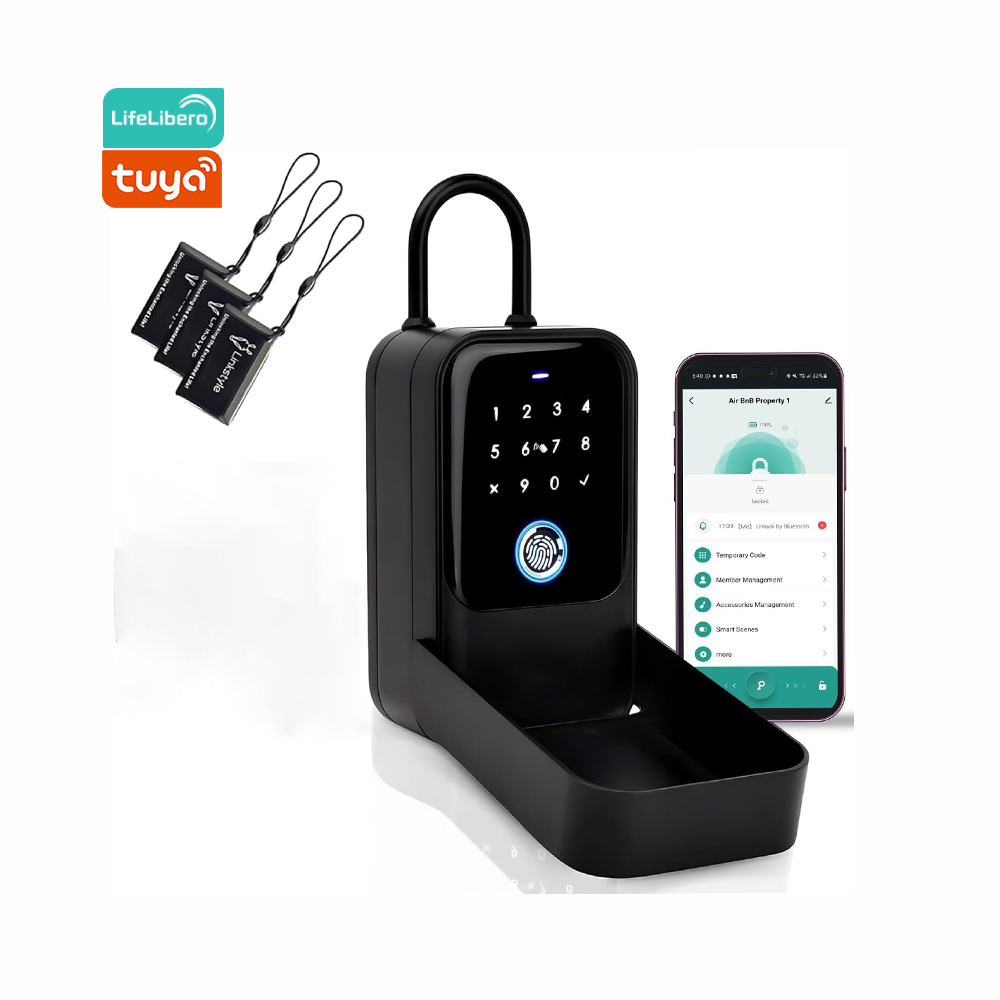 Lifelibero Key Lock Box Tuya Smart Life App Unlock Wall Mounted Fingerprint Digital Outdoor Waterproof Home Smart Key Lock Box