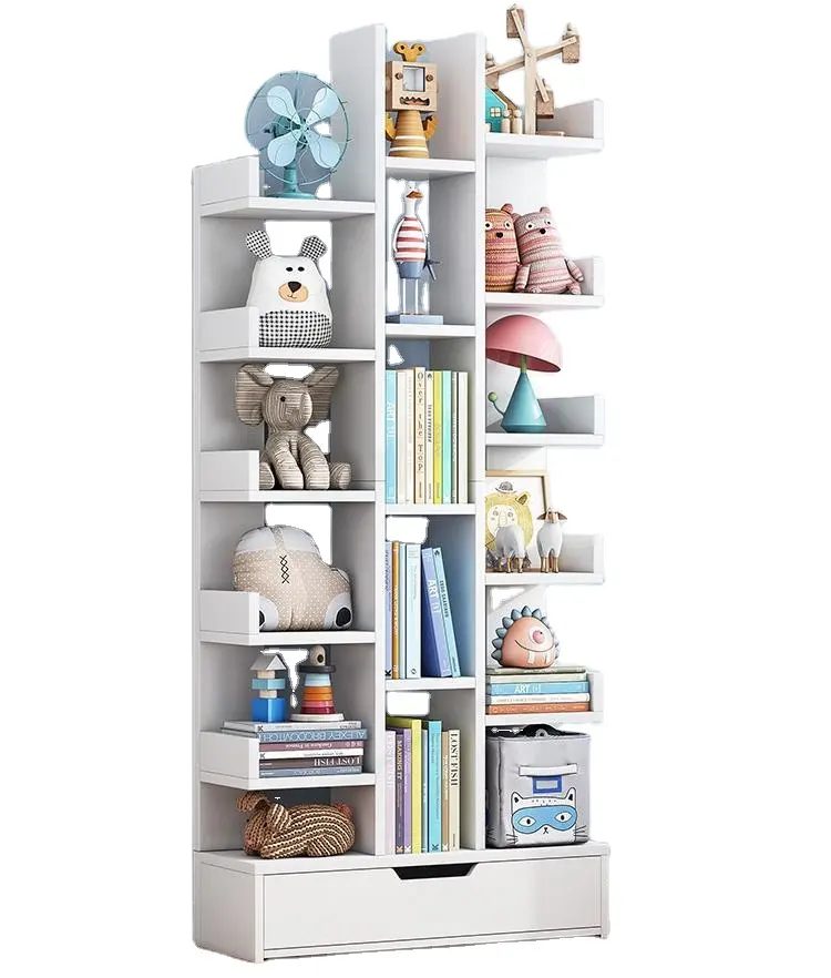 Modern creative bookshelf wooden bookcase library magazine storage rack