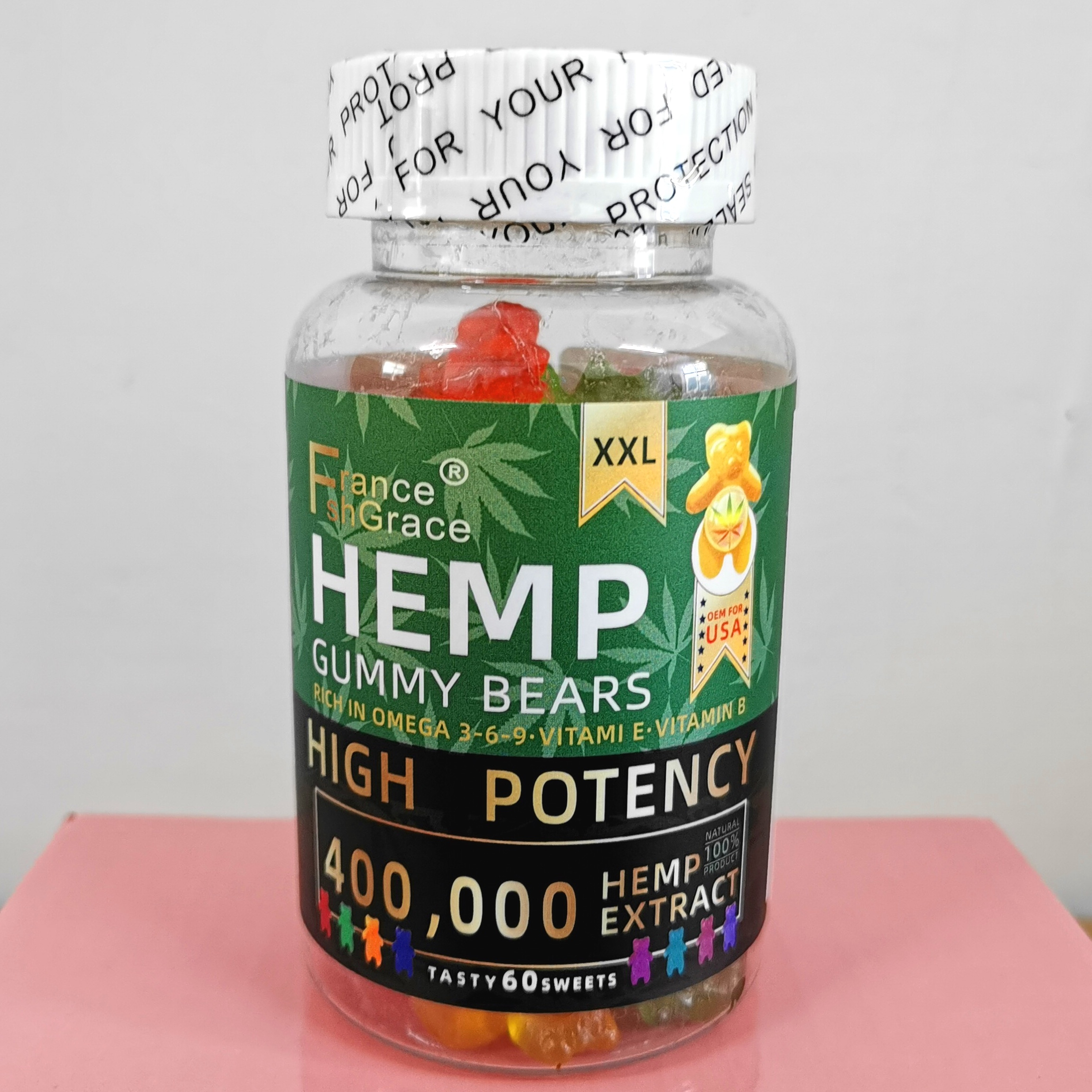 Поставщик Amazon, конопляное масло CBD высокой мощности, экстракт цветка, жевательные медведи, конфеты