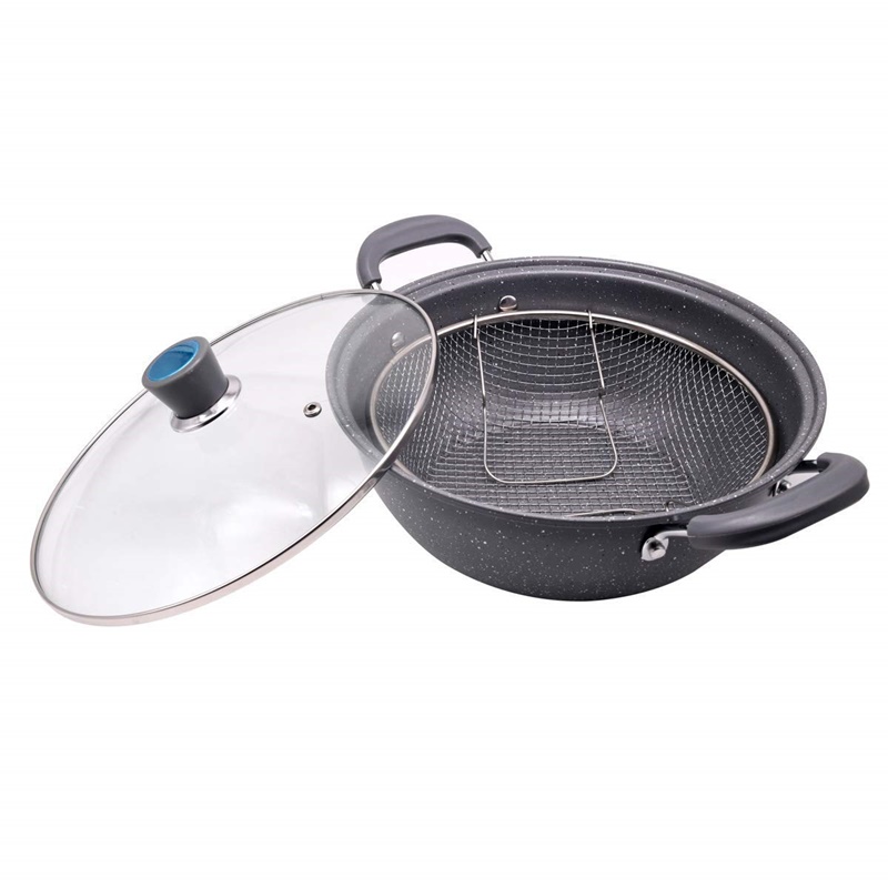 Carbon-steel cookware set Fryer with basket Deep frying pan casserole