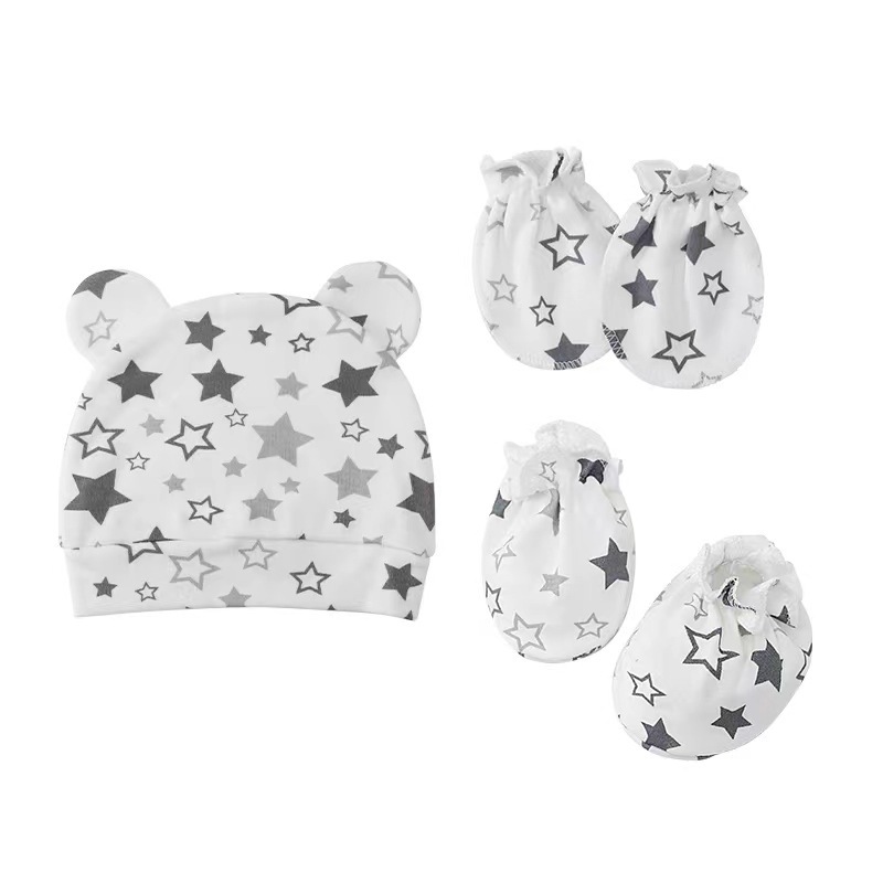 Printing Baby Mittens and Booties Newborn Baby Hats and Mittens Baby Beanie Boot and Gloves Set
