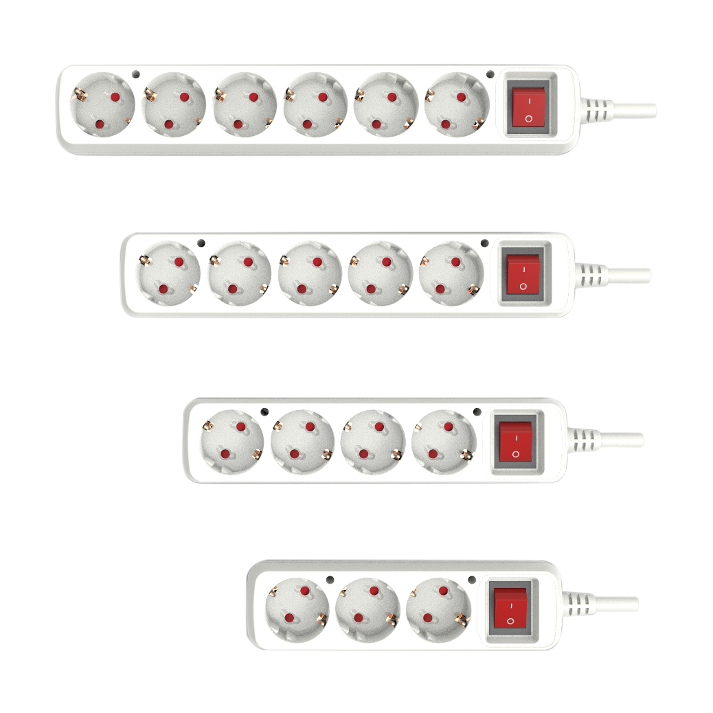 3/4/5/6 gang German Outlet Surge Protector EU Plug Multi Extension Cord Power Strip Electric Socket