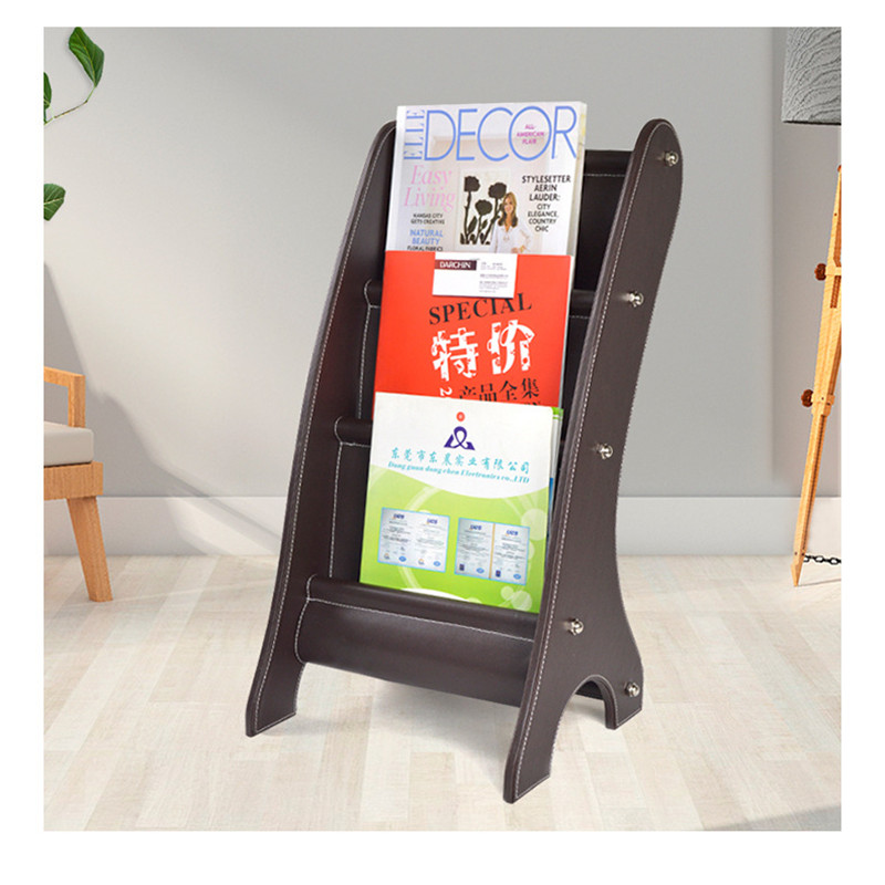 Office Hotel Desktop Pu Leather Envelop Paper Magazine Display Stand Storage Accessories Custom