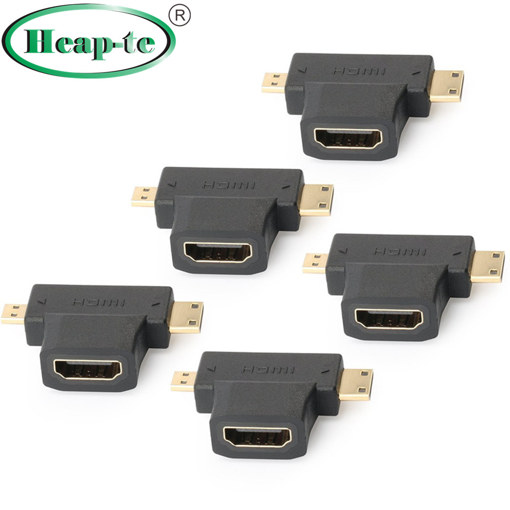 Адаптер 2 в 1 Mini HDMI и Micro HDMI Male-HDMI Female поддерживает 1080P Совместимость с GoPro Hero 7 Black Hero 5 4 6, Nexus