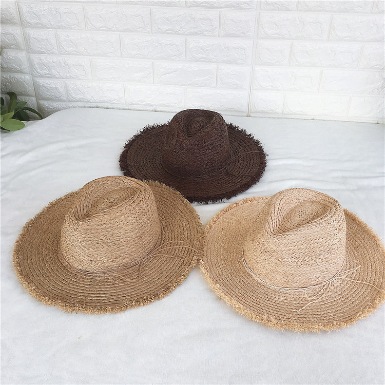 Wholesale Chapeau Raphia Raffia Grass Straw Hat Beach Hat Unisex