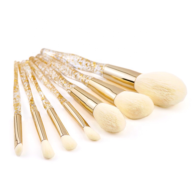 OEM Private Label Professional Brush Tool Travel Acrylic Stick White Make Up Brush Face Makeup Brushes Set for 7pcs