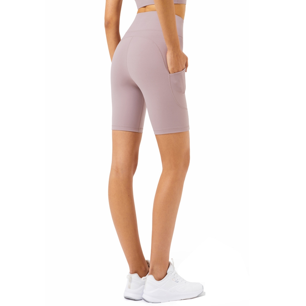 High Strength Nude LL Sports Fitness Womens High Waist Yoga Pants Five Point Workout Running Ladies Gym Shorts With Phone Pocket