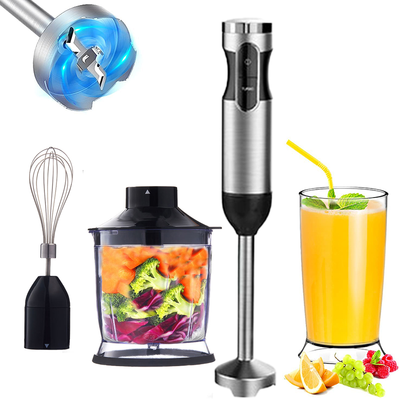 1000W Splashproof Blender Shaft with 304 Stainless Steel Blade Egg Whisk BPA-Free Food Processor Beaker Immersion Hand Blender