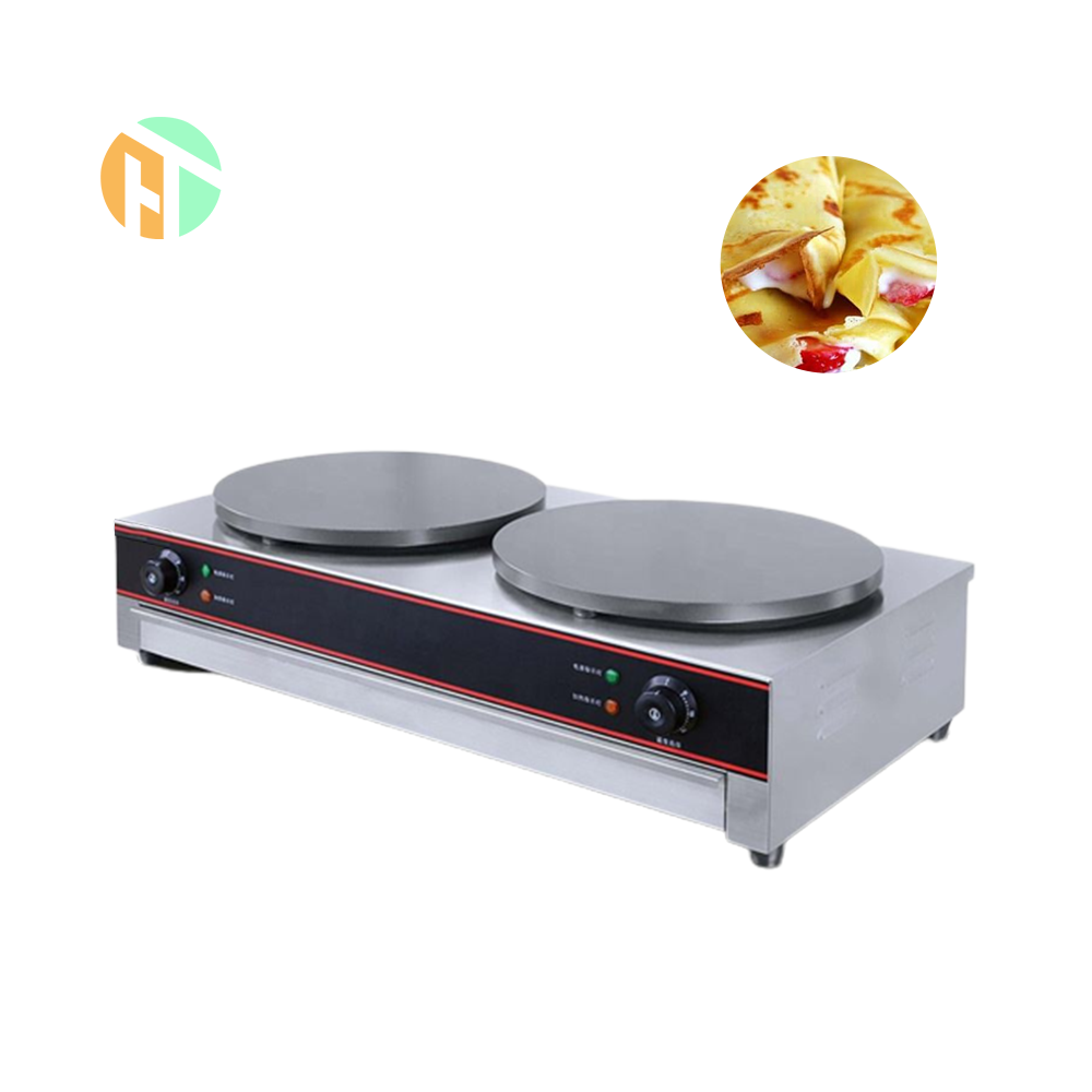 Hongtian Commercial Industrial Stainless Steel Electric Crepe Maker Double Crepe Making Machine for snack equipment