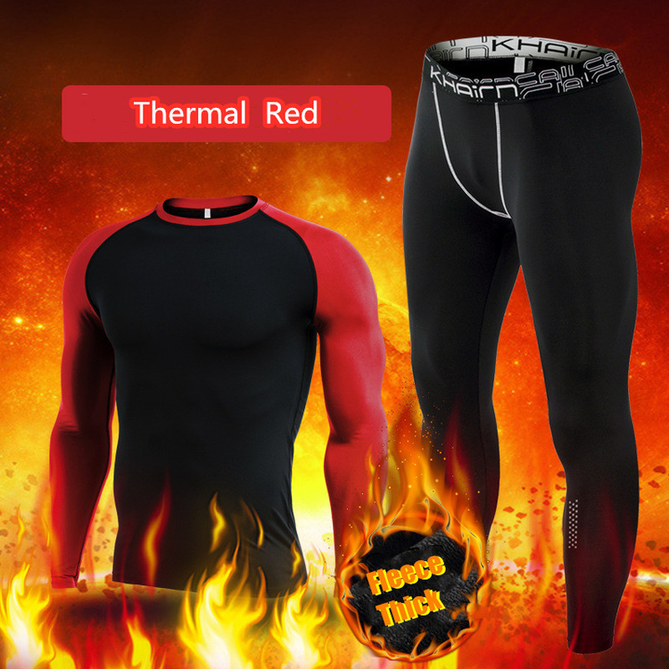 Winter Sports suit men's plus velvet high-elastic fitness clothes outdoor training running base thermal underwear
