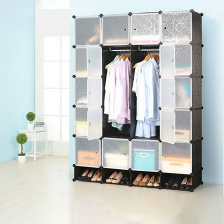 Manufacturer wholesale assembly storage wardrobe DIY plastic storage combination cabinet foldable plastic storage wardrobe