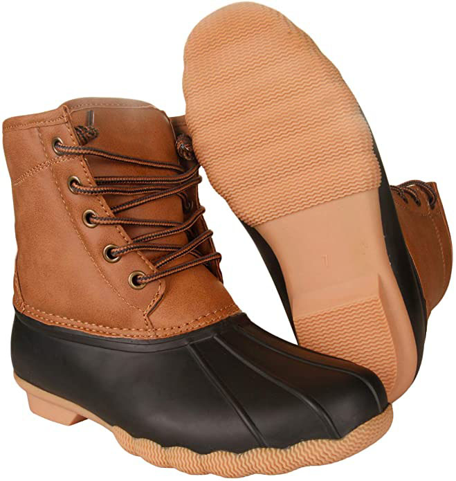 Women's leather Duck Bean Boots Saltwater Waterproof Insulated Durable Rain Winter Snow Boots for Women