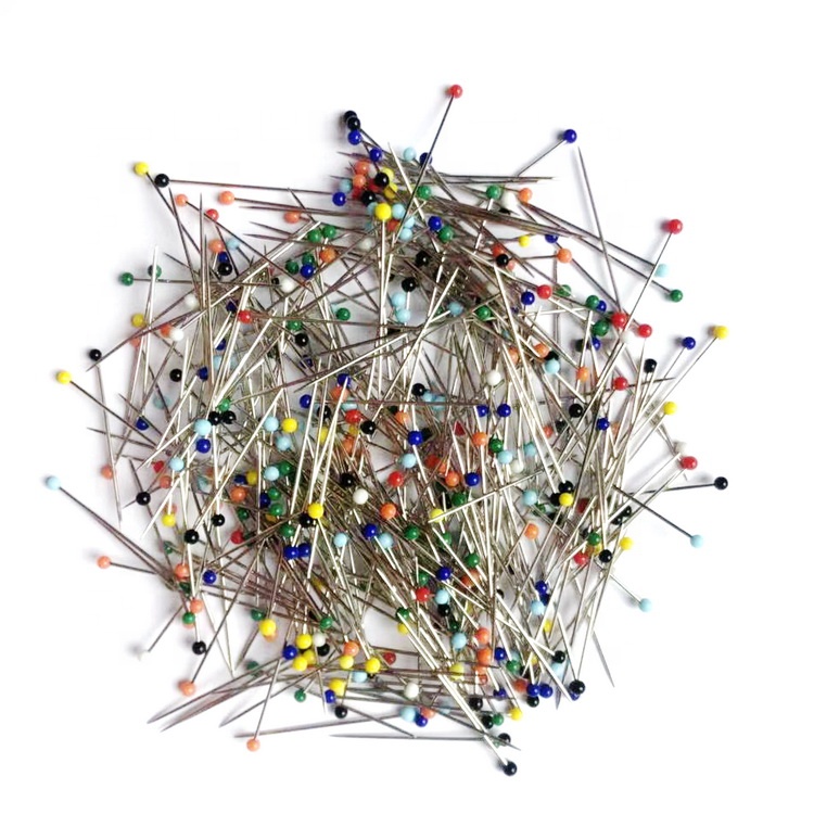 Wholesale Assorted Color Glass Head Pin Hard Unshaped