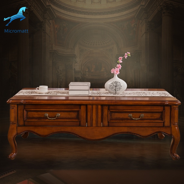 Wholesale American Style Living Room Furniture Storage Dark Color Retangular Wood Coffee Table