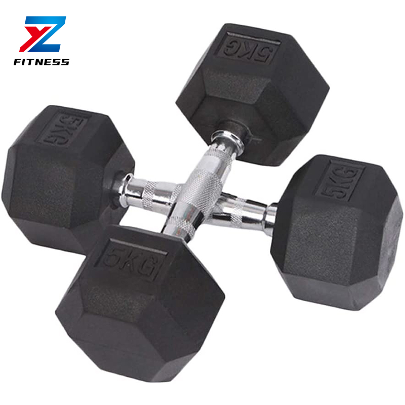 ZY Fitness прочные чугунные с резиновым покрытием шестигранные гантели для тренажерного зала