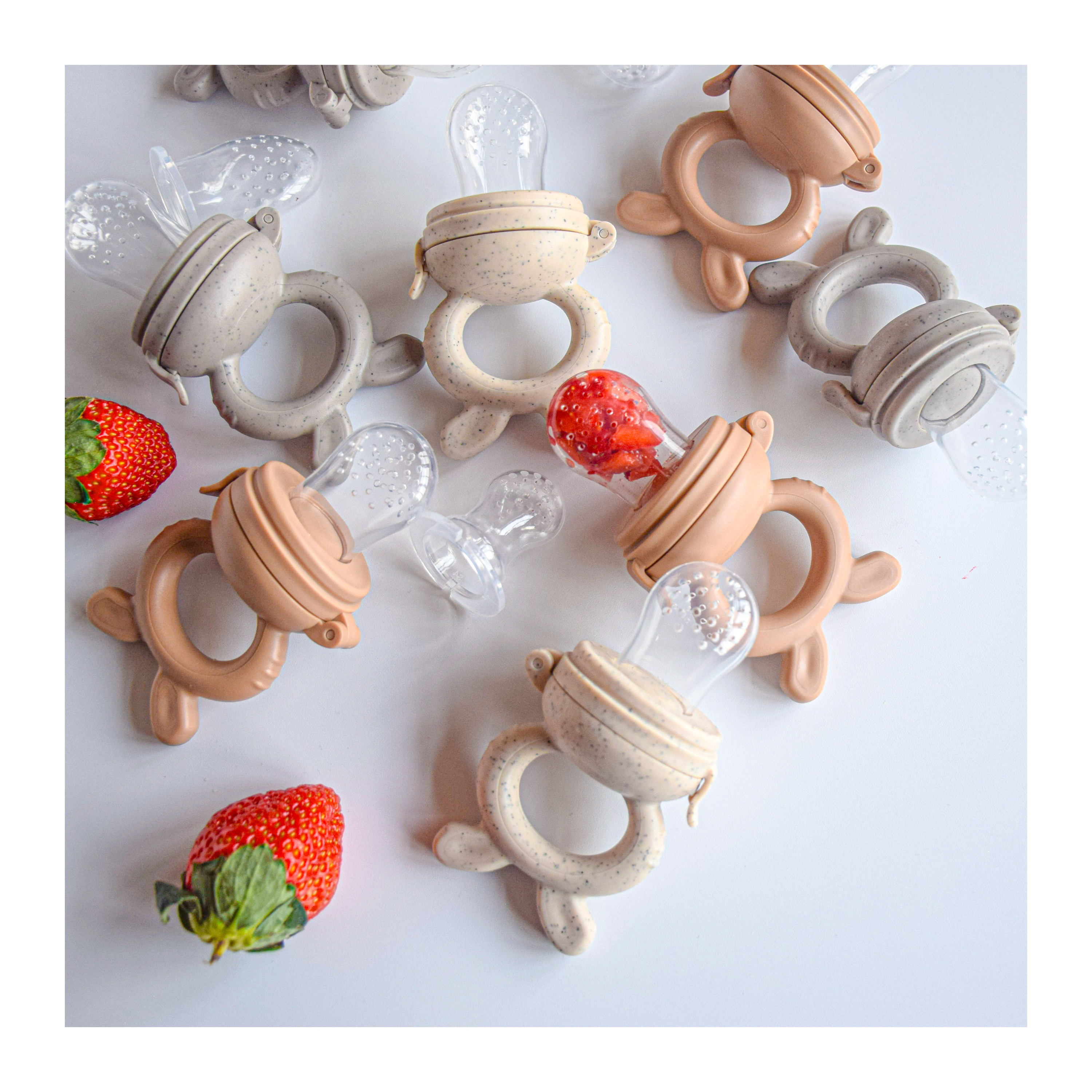 Custom BPA free Bunny Silicone Baby Products Nipples Vegetable and Fruit Feeder Rabbit Baby Food Pacifier