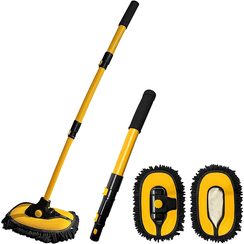Extendable and Detachable Chenille Car Wash Mop with 15 Degree Curved Extension Pole